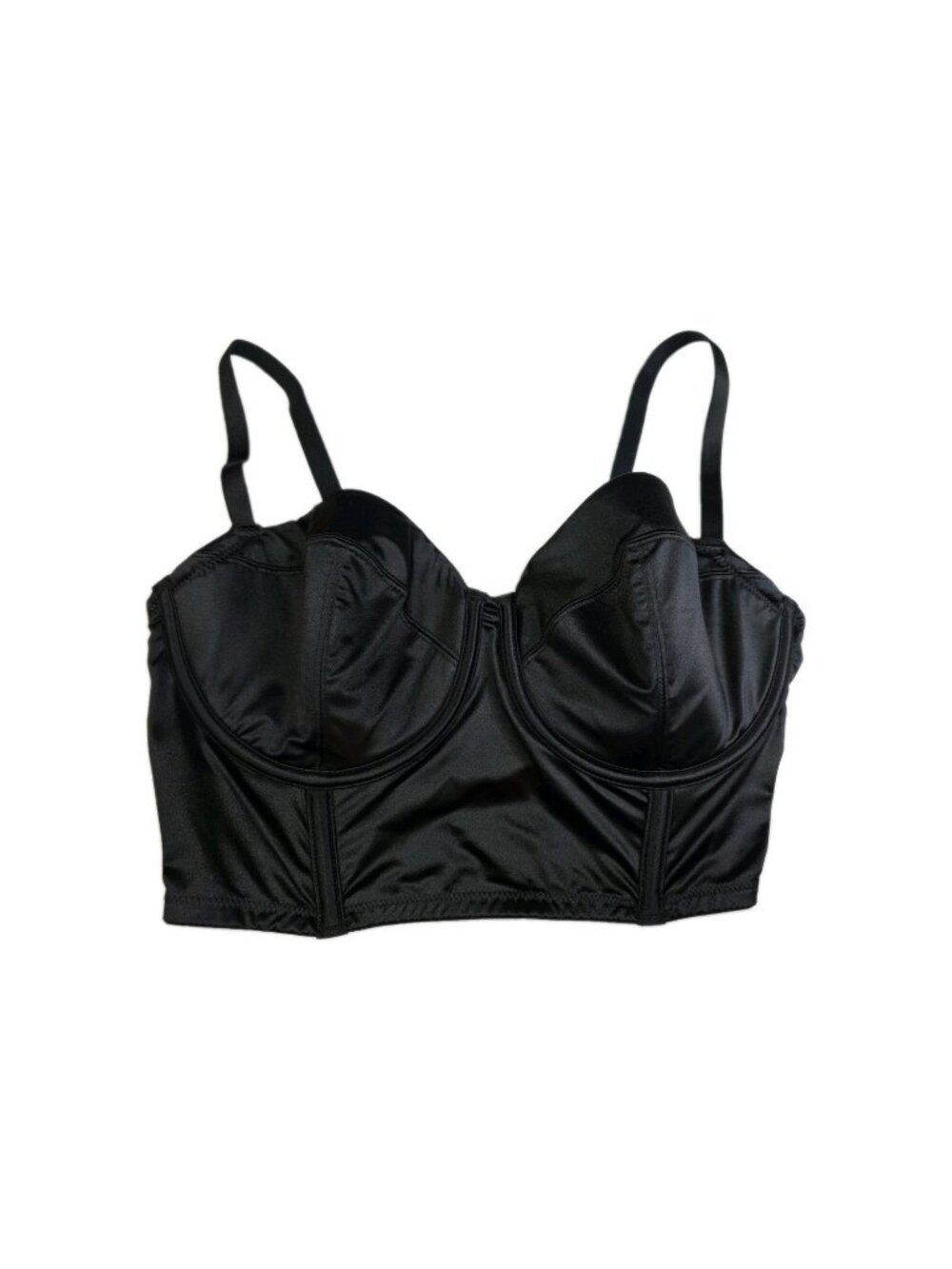 Women's Black Bustier Crop Top Corset Cami Adjustable Straps Size Large. WL345